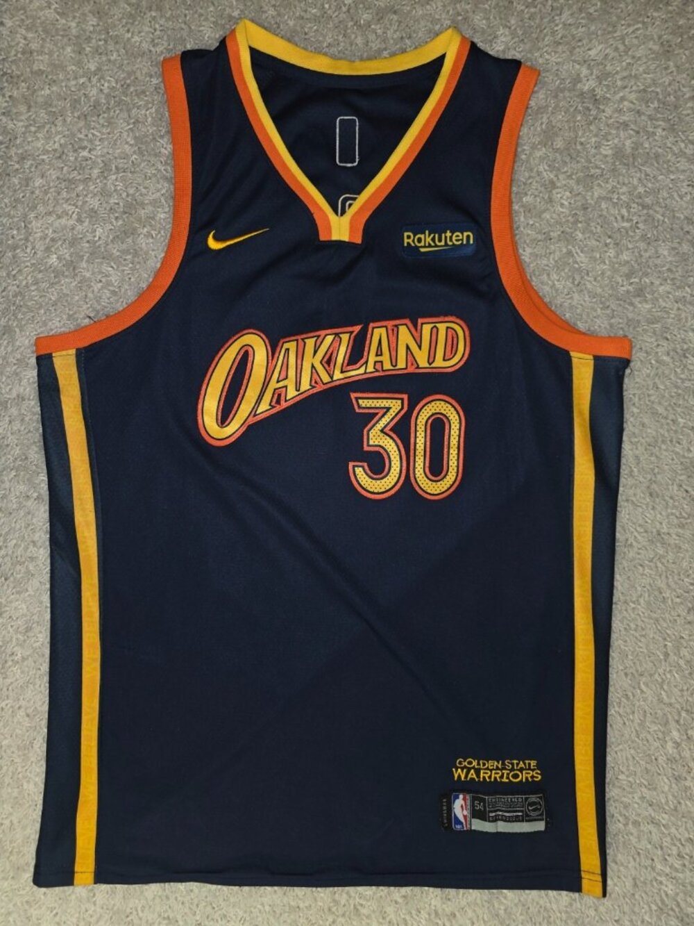 Golden State Warriors Jersey Blue Steph Curry Oakland City Edition Nike size 54